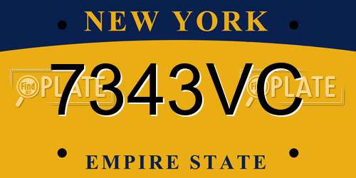 7343VC New York License Plate