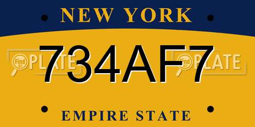 734AF7 New York License Plate