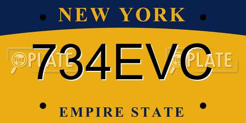 734EVC New York License Plate