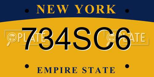 734SC6 New York License Plate