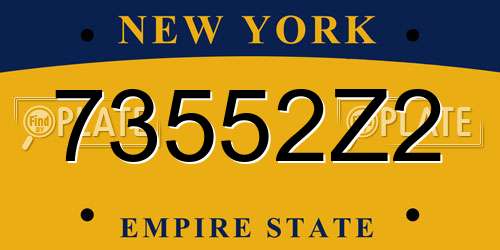73552Z2 New York License Plate