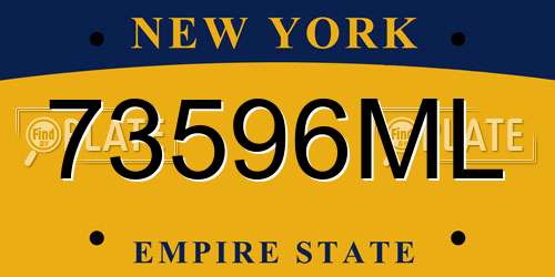 73596ML New York License Plate