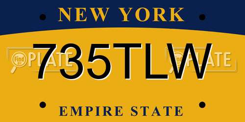 735TLW New York License Plate