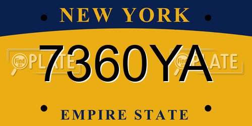 7360YA New York License Plate