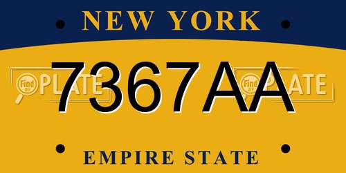 7367AA New York License Plate