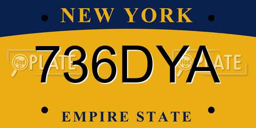 736DYA New York License Plate