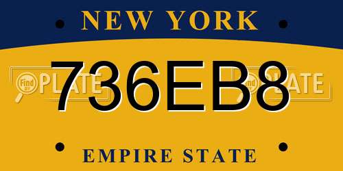 736EB8 New York License Plate