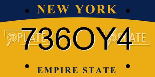736OY4 New York License Plate