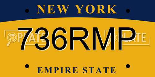 736RMP New York License Plate