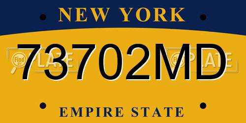 73702MD New York License Plate