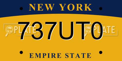 737UT0 New York License Plate