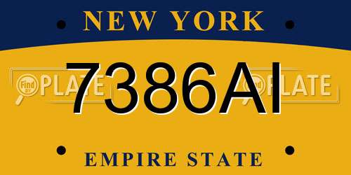 7386AI New York License Plate