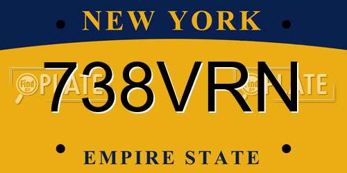 738VRN New York License Plate