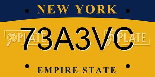 73A3VC New York License Plate