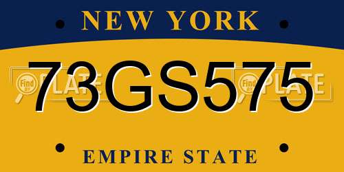 73GS575 New York License Plate