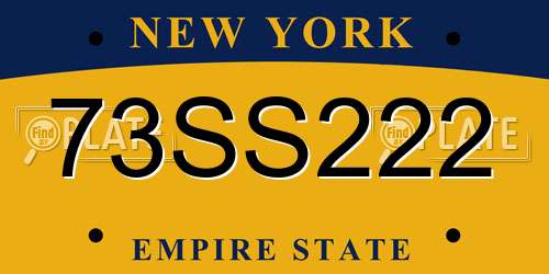 73SS222 New York License Plate