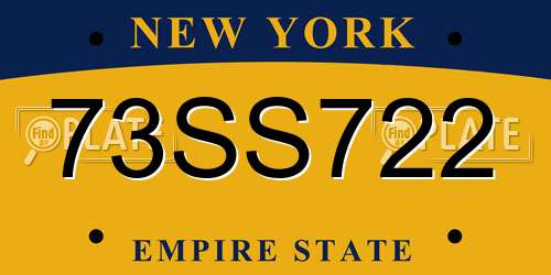 73SS722 New York License Plate