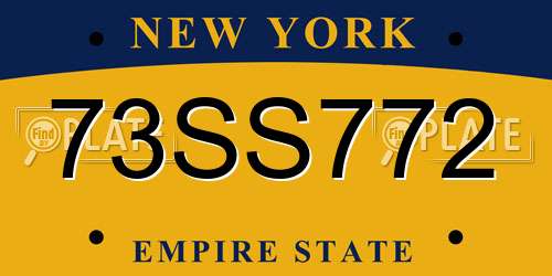 73SS772 New York License Plate