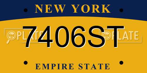 7406ST New York License Plate