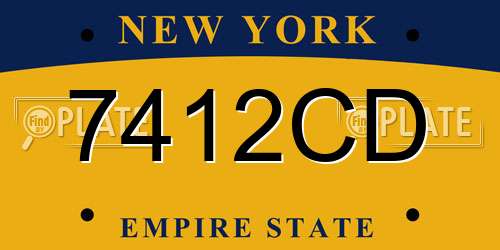 7412CD New York License Plate