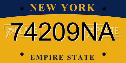 74209NA New York License Plate