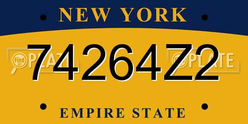74264Z2 New York License Plate