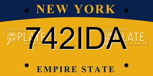 742IDA New York License Plate