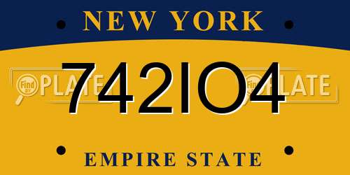 742IO4 New York License Plate