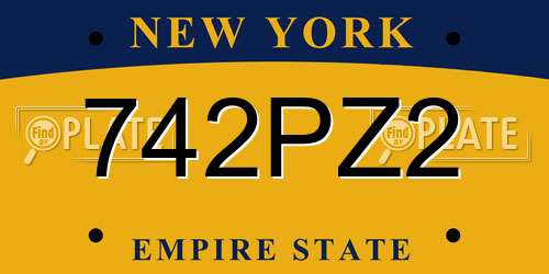 742PZ2 New York License Plate
