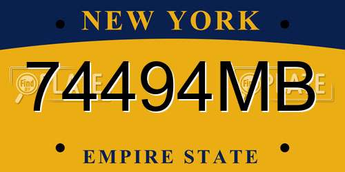 74494MB New York License Plate