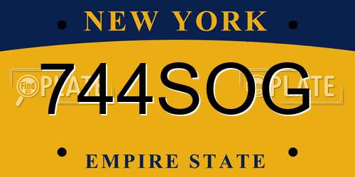 744SOG New York License Plate
