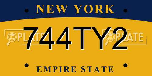 744TY2 New York License Plate