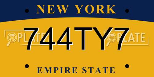 744TY7 New York License Plate