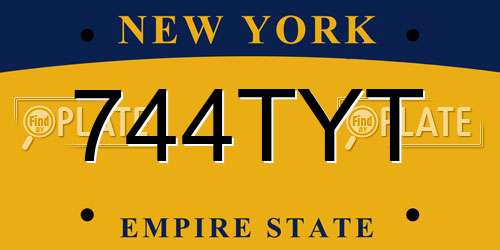 744TYT New York License Plate