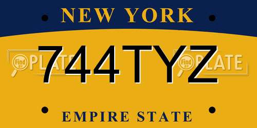 744TYZ New York License Plate