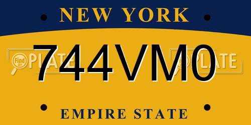 744VM0 New York License Plate