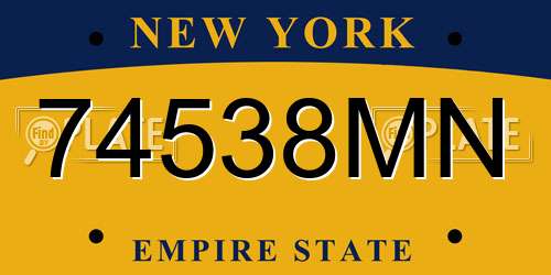 74538MN New York License Plate