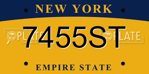 7455ST New York License Plate