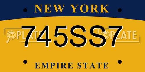 745SS7 New York License Plate