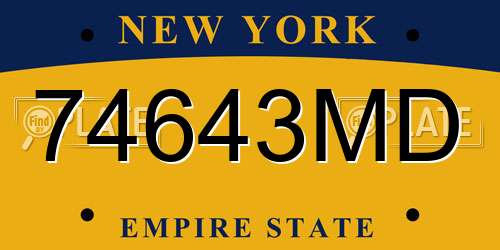 74643MD New York License Plate
