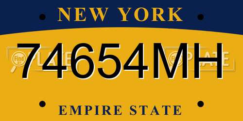 74654MH New York License Plate