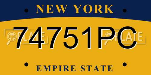 74751PC New York License Plate