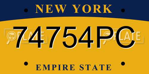 74754PC New York License Plate