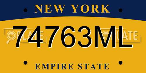 74763ML New York License Plate