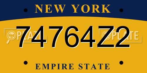 74764Z2 New York License Plate