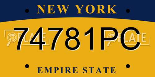 74781PC New York License Plate