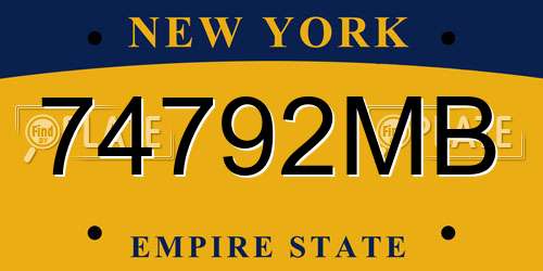 74792MB New York License Plate