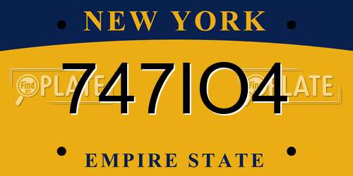 747IO4 New York License Plate
