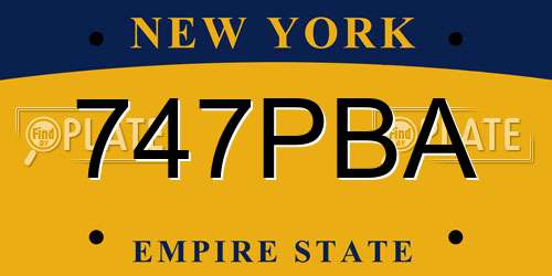 747PBA New York License Plate