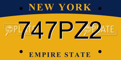 747PZ2 New York License Plate